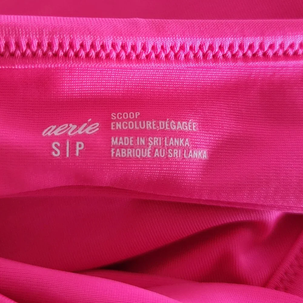 Aerie Scoop Bikini *TOP‎ ONLY* S|P Hot Pink Tie Front Halter Top Tie Two Ways